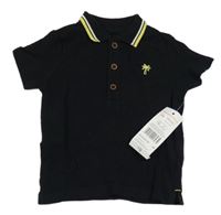 Nové - Černé polo tričko s výšivkou F&F