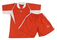 2set - Červeno-bílé sportovní tričko s výšivkou + kraťasy