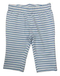 Bílo-modré pruhované capri legíny Blue Seven