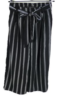 Dámské černo-bílé pruhované culottes kalhoty s páskem Amisu
