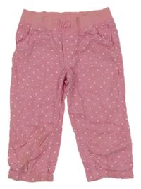 Růžové plátěné capri kalhoty se srdíčkem H&M