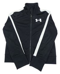 Černo-bílá funkční sportovní propínací mikina s logem UNDER ARMOUR