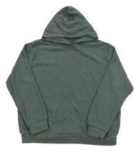 Zelenošedý žebrovaný svetr s kapucí H&M