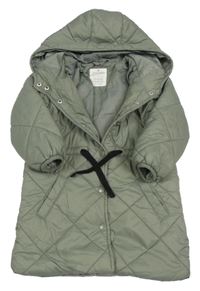 Khaki prošívaná šusťáková zateplená parka s kapucí Matalan