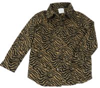 Hnědo-černá vzorovaná vlněná košilová bunda Primark
