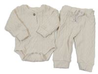 2 set - smetanové vzorované úpletové body + tepláky 