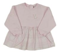 Světlerůžovo-kostkovaná peplum mikina s mašlí Tutto Piccolo