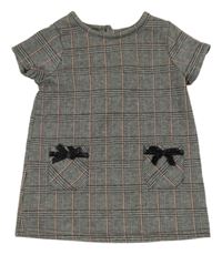 Černo-bílo-růžové kostkované vzorované šaty s mašlemi PRIMARK