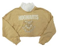 Béžovohnědá oversize crop mikina s erbem - Harry Potter a límečkem H&M