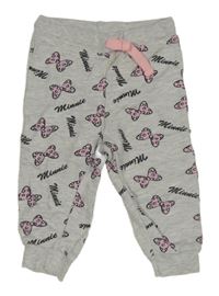 Šedé tepláky s nápisy a mašličkami - Minnie Disney