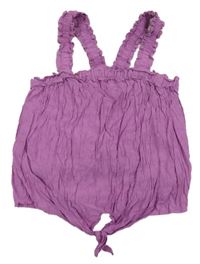 Lila mačkaný crop top s uzlíkem 