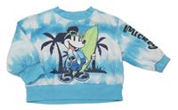 Bílo-modrá batikovaná mikina s Mickeym Disney