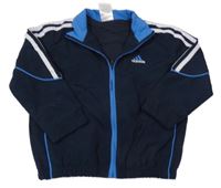 Tmavomodro-bílá šusťáková podzimní bunda s logem Adidas