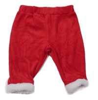 Červeno-bílé sametové tepláky s kožešinou Primark