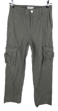 Dámské šedé volné kalhoty s kapsami Pull & Bear