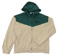 Zeleno-béžová propínací mikina s nápisem H&M