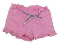 Neonově růžové paper bag plátěné kraťasy s volánky Blu Kids