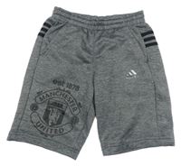 Šedé melírované fotbalové kraťasy Manchester United Adidas