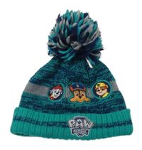 Zeleno-tmavomodrá pruhovaná pletená čepice s Paw Patrol Matalan