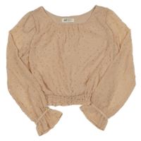 Světlerůžová šifonová puntíkatá crop halenka H&M