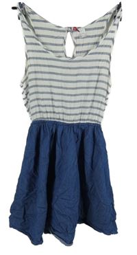 Dámské bílo-modré pruhované šaty H&M