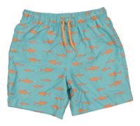 Světlemodré plážové kraťasy se žraloky Primark