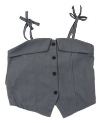 Šedý společenský crop top s knoflíčky Shein