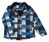 Černo-modro-bílá kostkovaná šusťáková lyžařská bunda Crivit