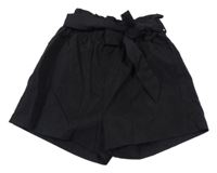 Černé paper bag kraťasy s páskem SHEIN