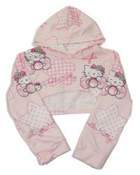 Světlerůžová crop mikina s Kitty a kapucí 