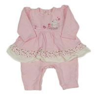 Světlerůžová tepláková kombinéza se zajíčkem a sukní s volánky Matalan