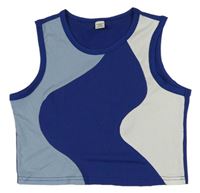 Modro-bílý žebrovaný crop top Shein