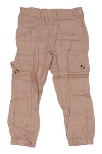 Růžové lehké cargo cuff kalhoty H&M