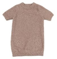 Růžové chlupaté třpytivé pletené šaty Primark