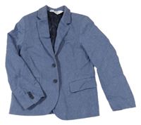 Modré melírované lněné sako H&M