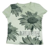 Zelenkavé tričko s květy H&M