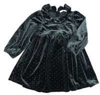 Tmavošedé sametové puntíkaté šaty s límečkem M&S