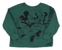 Tmavozelená mikina s Mickeym a Minnií Next