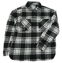 Černo-bílá kostkovaná košilová bunda s nápisy RIVER ISLAND