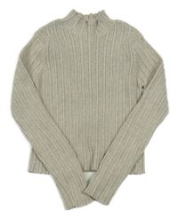 Šedý žebrovaný crop lehký svetr Zara