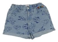 Modré riflové kraťasy s Mickeym a přáteli Primark