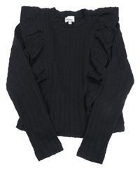 Černé vzorované crop triko s volánky Shoeby
