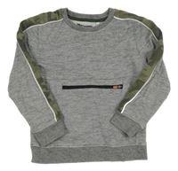 Šedo-khaki melírovaná mikina s army pruhy C&A