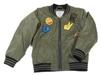 Khaki šusťákový zateplený bomber s výšivkami Rebel