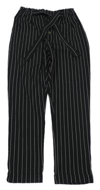 Černo-bílé pruhované kalhoty s páskem H&M