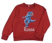 Červená mikina s dinosaurem 