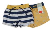 Nové - 2x - Pruhované + okrové plážové kraťasy s kraby Primark