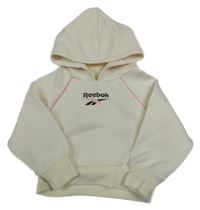 Smetanová crop mikina s logem a kapucí Reebok