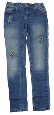 Modré skinny rifle s leopardím vzorem C&A