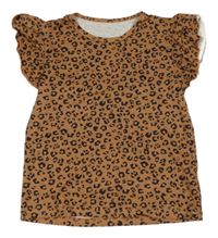 Hnědé tričko s leopardím vzorem Shein